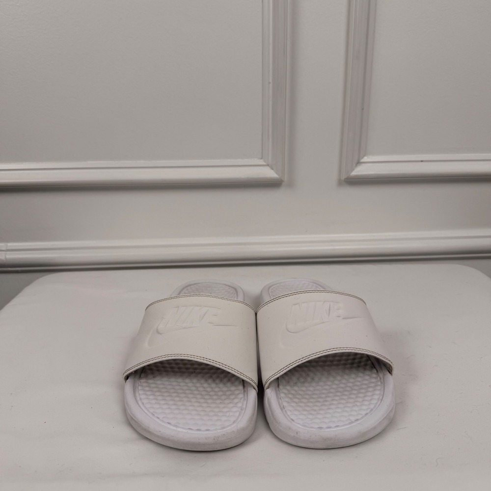 Nike Benassi‎ JDI Slides Mens 8 White Athletic Sandals 343881-115